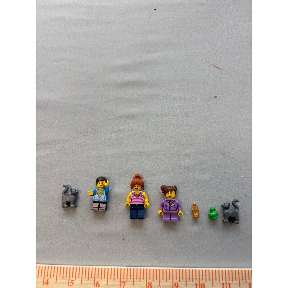 LEGO Minifigures Lot 3 Figures 2 Cats Green Duck Gold Trophy City Town Pieces
